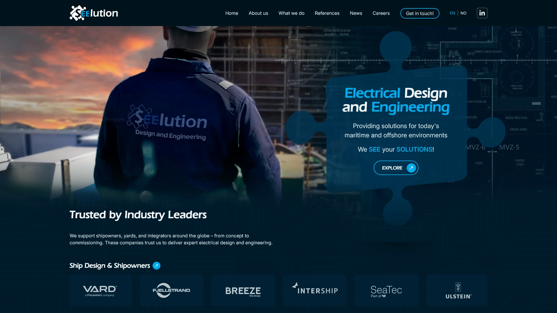 Bilingual WordPress platform for Seelution maritime engineering, demonstrating structural clarity and professional industry positioning
